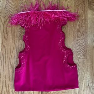 GUIZIO NWOT Pink Feather Cut-out Dress